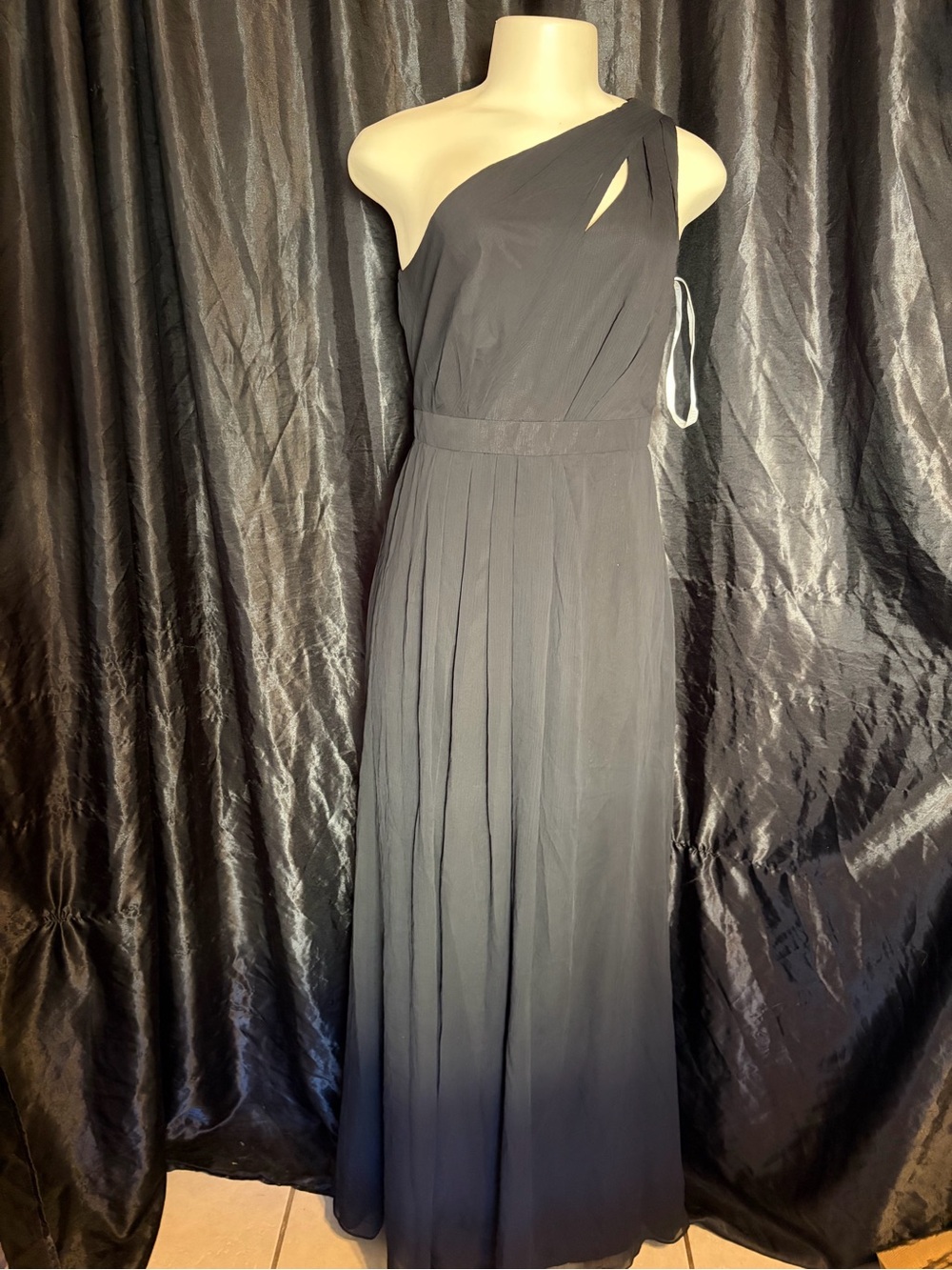David's Bridal Black One-Shoulder Maxi Dress